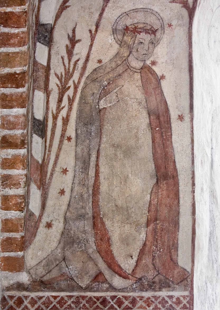 Seinämaalaus, joka esittää Pyhä Katariina Sienalaista.