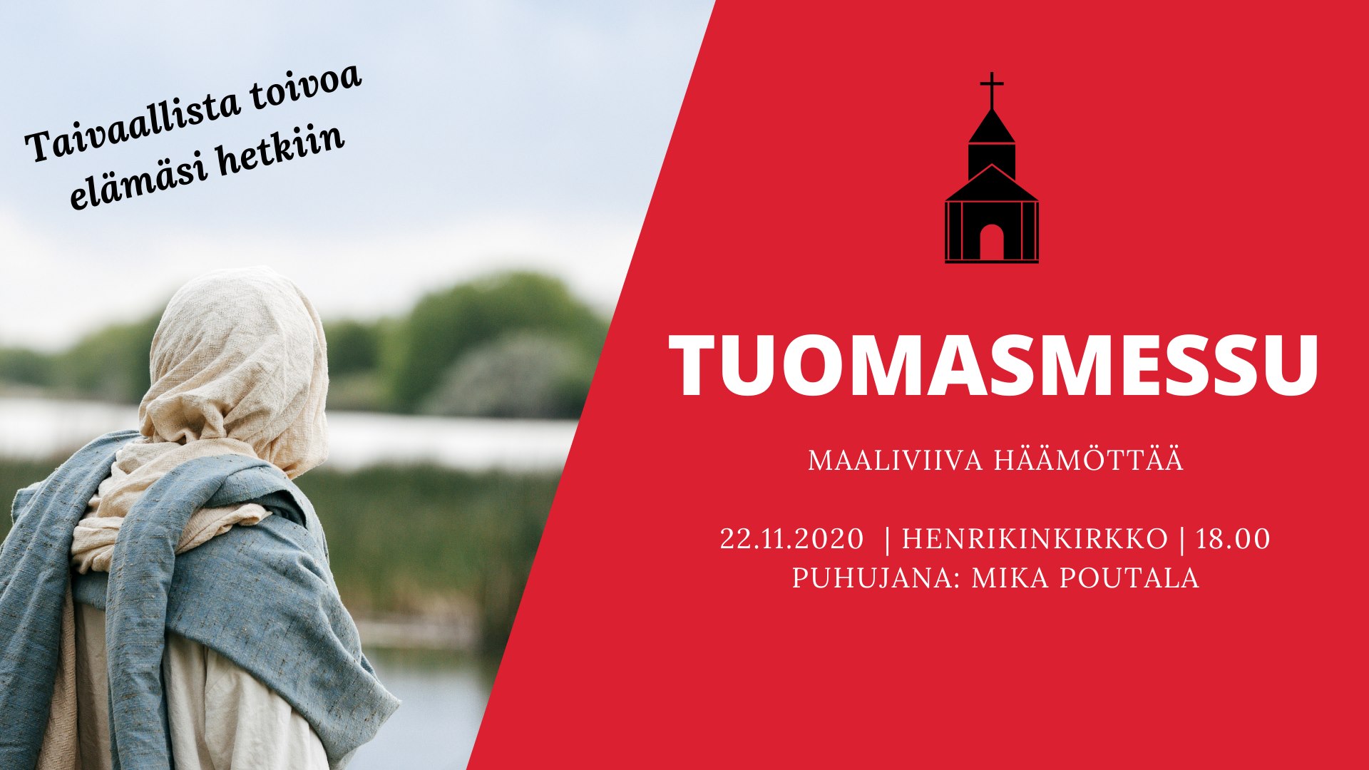 Tuomasmessu Henrikinkirkossa Tuomasmessun ilmoitus naisen pää