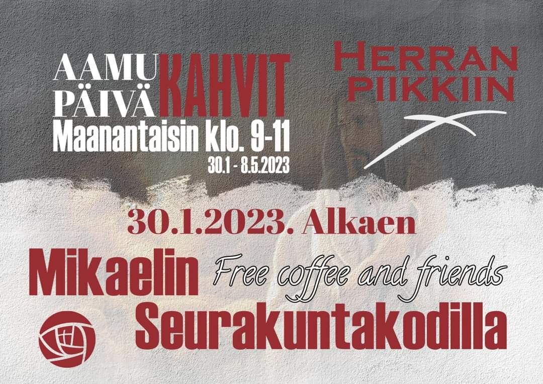 Mainos, jossa tekstiä ja taustalla Jeesus-hahmo.