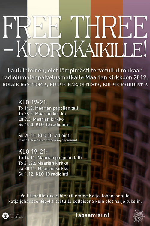 Free Three -Kuoro Kaikille Ylen radiojumalanpalveluksissa! Free Three -Kuoro Kaikille Ylen radiojumalanpalveluksissa!