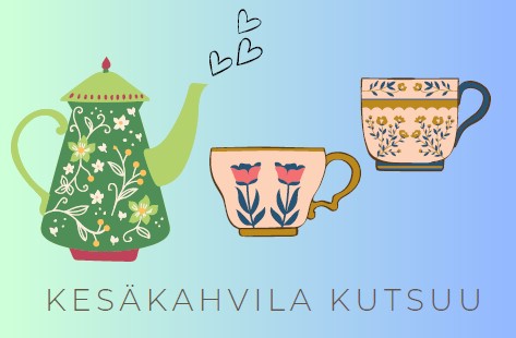 Kesäinen kahviastiasto, piirros.