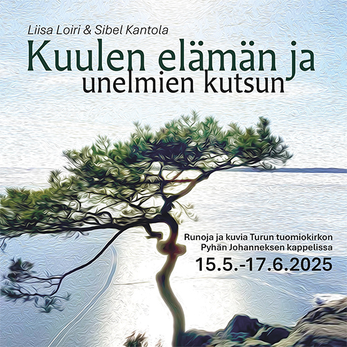 Kuulen elämän ja unelmien kutsun -taidenäyttely Käkkyrämänty jäätyneen meren rannalla