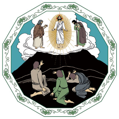 Messu Maarian pappilan tallissa Jeesus on vuorelle sädehtivänä ja pilven ympäröimänä, hänen rinnallaan seisovat Mooses ja Elia. Kolme opetuslasta makaa maahan heittäytyneinä heidän edessään.