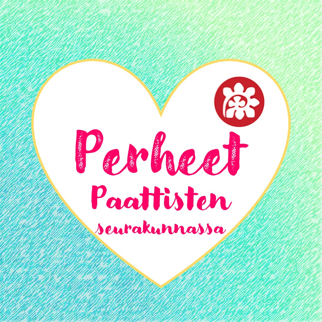 Paattisten perhekerho (aamu) Perheet Paattisten seurakunnassa-logo, jossa sydän turkoosilla pohjalla