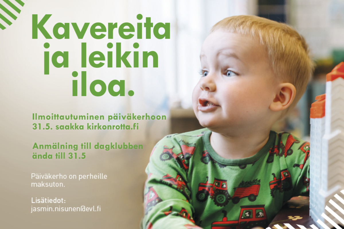 Ilmoittautuminen päiväkerhoon alkaa -mainos.