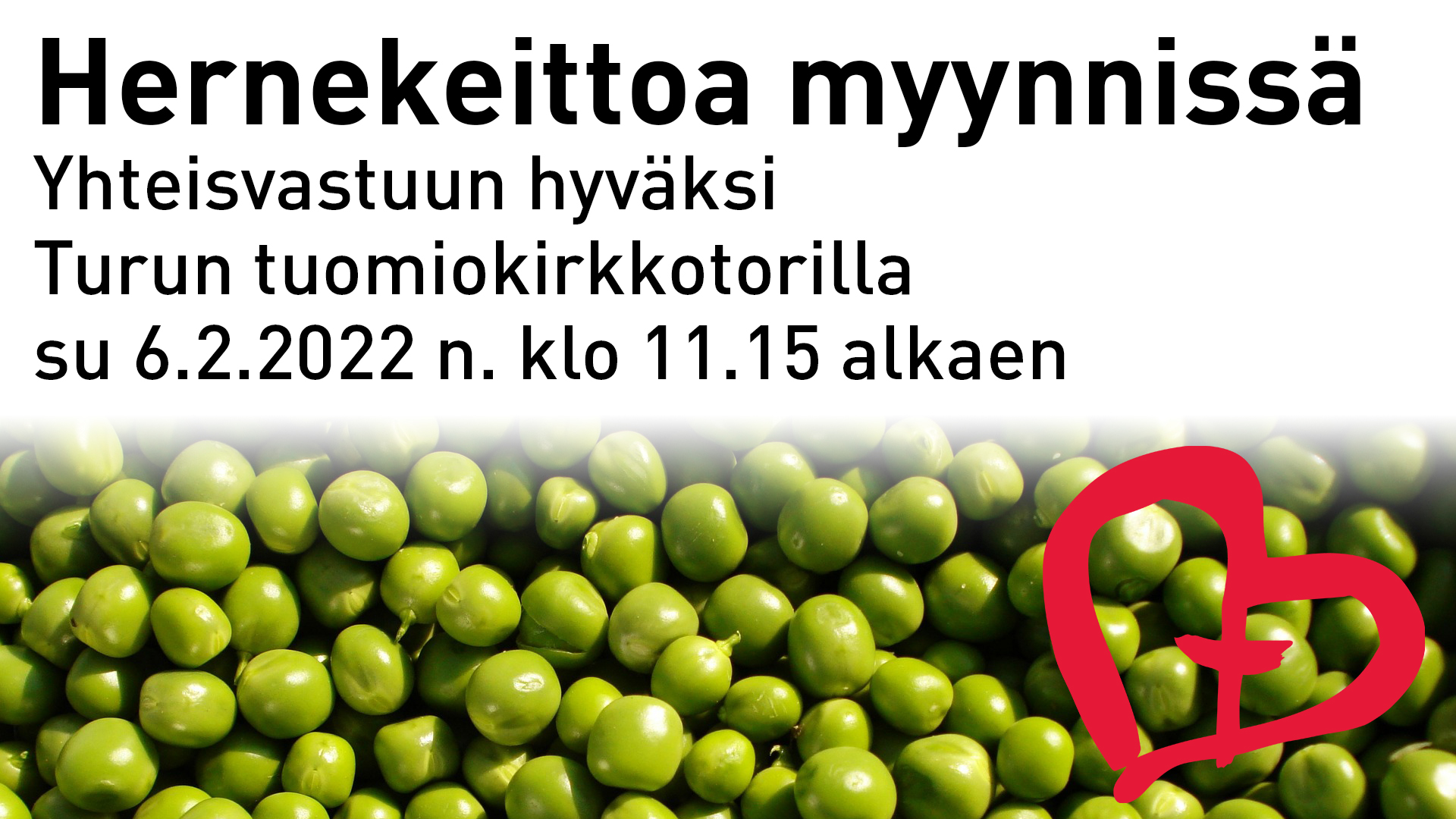 Lähikuvassa herneitä ja tekstiä, jonka sisältö käy ilmi myös uutisesta