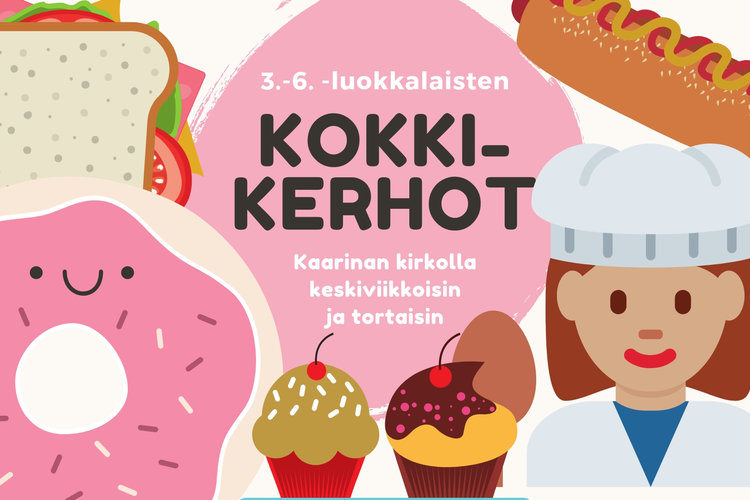 kokkikerho mainos, jossa leivoksia ja kokki