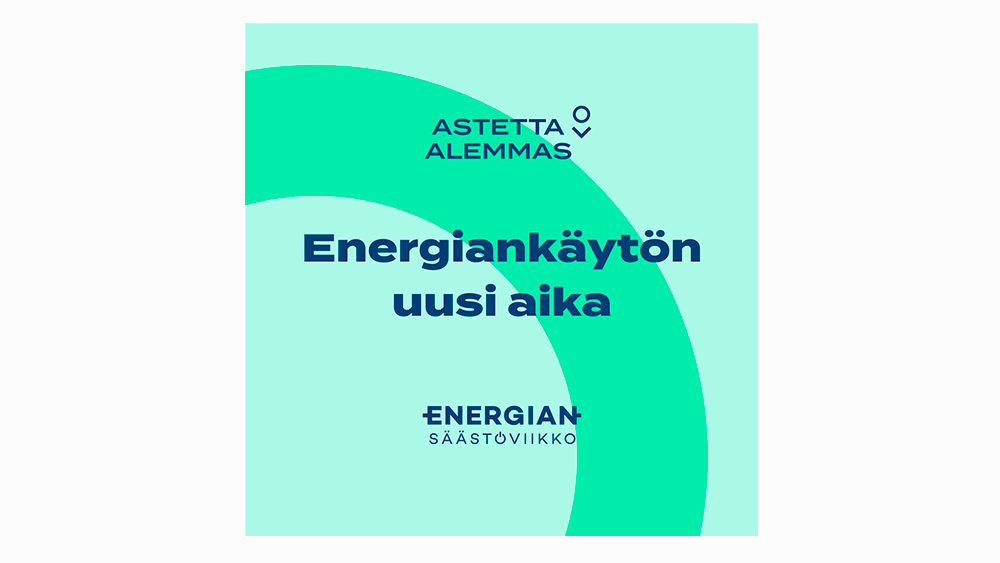 Vihreällä taustalla teksti Energiankäytön uusi aika.